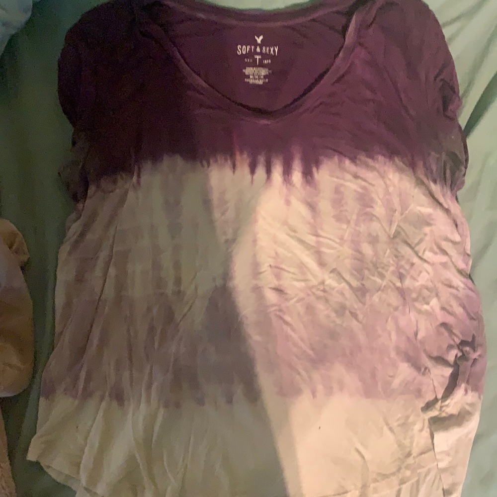 purple tie dye american eagle shirt